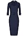 MUXXN Women's 1950s 3/4 Sleeve Elegant Bodycon Lapel Dress Party Cocktail Pencil Dress (L, Blue)