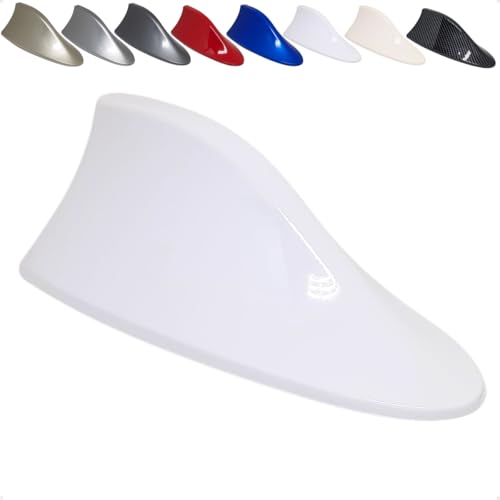Antena Tubarão Shark com Sinal de Rádio FM AM Multimarcas Ideal para Carros com Teto Curvo (Branco)