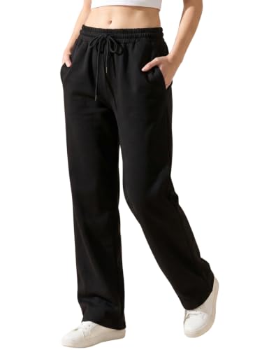 Image of BLINKIN Women's Wide Leg Track Pants | High Waist Cotton Lowers with Side Pockets | Full Length Activewear for Gym, Yoga, Workout & Dance (trk-519)