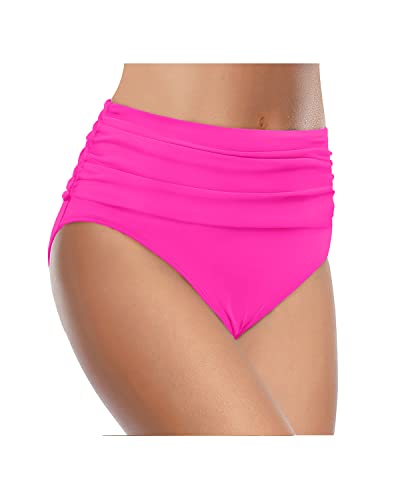 Image of Tempt Me Women's High Waisted Bikini Bottom Tummy Control Ruched Bathing Suit Swim Bottom