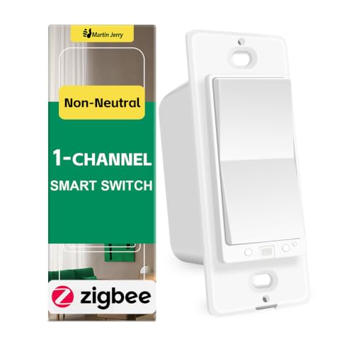 Zigbee Smart Switch no Neutral Required | 1 Channel Rocker Paddle Smart Light Switch Compatible with Alexa SmartThings and Work with Google Home Smart Home Devices 1-Pack