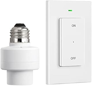 DEWENWILS Remote Control Light Socket E26 E27 Bulb Base, Wireless Light Switch for Light Lamp Fixtures, No Wiring Needed, ETL Listed, 1 Wall Mounted Controllers and 1 Bulb Base