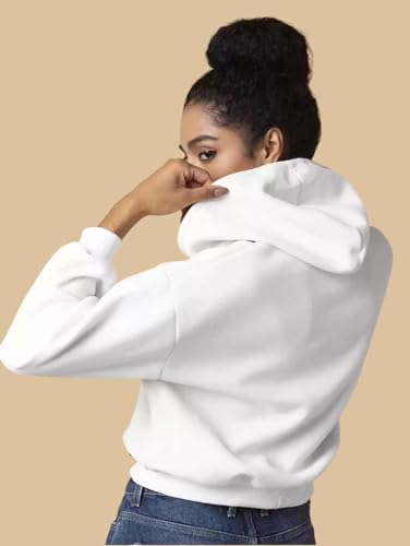 Image of Rabboni Women's Crop Fleece Hoodie Jacket | Full Sleeve Zip-Up Hooded Sweatshirt for Women & Girls | Soft Warm Casual Winter Wear Crop Hoodie