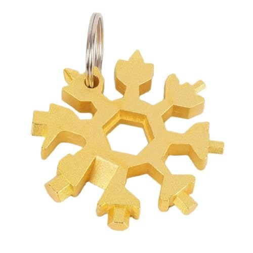 ポータブルEDC多機能トルクスノーフレークレンチ合金鋼六角18-in-1八角ドライバー家庭用ツール(Gold)