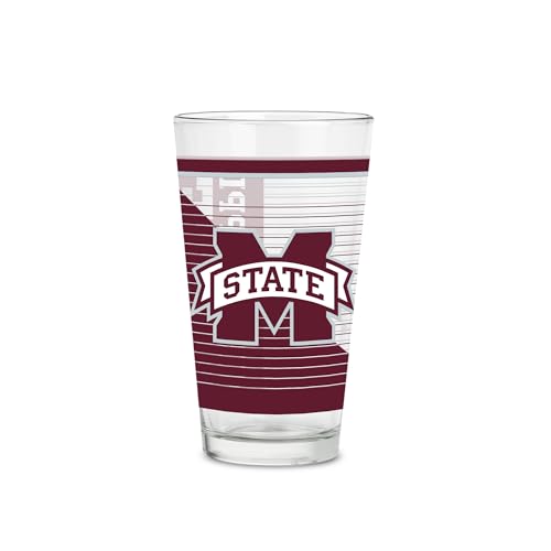 Rico Industries NCAA Mississippi State Bulldogs Standard 16 oz Pint Glasses with Digitally Printed Logo, Classic Drinking Glass