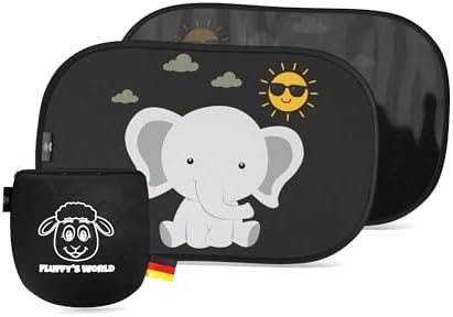 Sonnenschutz Auto Baby & Kinder • ZERTIFIZIERTER UPF50+ UV-Schutz • DEKRA geprüft & KBA-zugelassen • Nachhaltiges & hochwertiges GSM105+ Nylon • Sonnenblende Seitenscheibe • Motiv