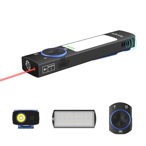 Ycbright YC8001 Rechargeable Flat Flashlight,1000 High Lumens EDC Flashlight and Red Beam LED Lights Combo,Buzzer,Suitable for use in Outdoor MayDay,Father's Day