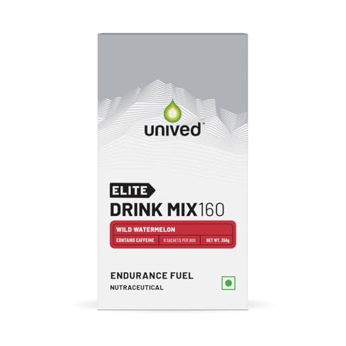 Image of Unived Elite Drink Mix 160 | Isotonic Energy Drink | 2:1 Ratio & 40g Carbohydrates with Betaine & Beta-Alanine | Endurance Athletes Sports Drink Wild Watermelon (50mg Caffeine), 8 Pack