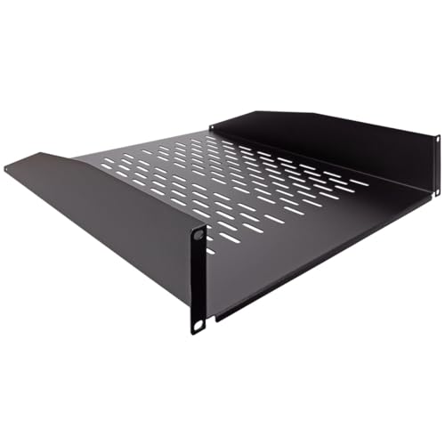 Image of NavePoint 2U 19-Inch Universal Vented Rack Mount Cantilever Fixed Server Cabinet Shelf 18-Inches Deep Black
