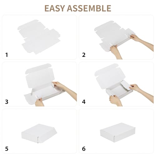Image of RLAVBL 6x4x1 Shipping Boxes Set of 50, White Corrugated Cardboard Box for Packing, Mailing, Business