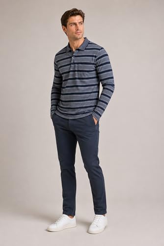 Image of SANE ORIGINALS Full Sleeves Polo T-Shirt for Men with Pocket || Stripe Collar and Pocket T-Shirt for Men Long Sleeves