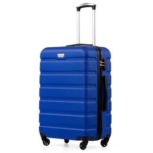 COOLIFE 24 Inch Medium Suitcase for Holiday Travel, Cruises and Studying Abroad, ABS+PC, Lightweight Durable Luggage with 360° Spinner Wheels, YKK Zipper, Telescopic Handle, TSA Lock, Navy B