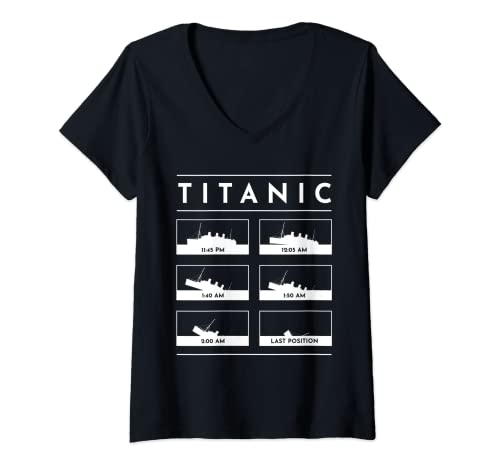 Womens Titanic Sinking Sinking Various Stages Titanic History Lover V-Neck T-Shirt