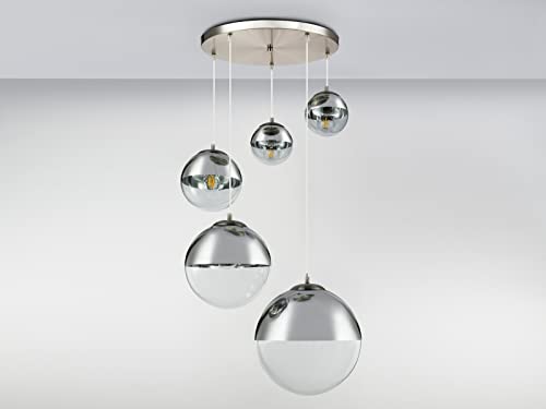 Design Decken Pendel Leuchte Glas Kugel Strahler chrom Wohn Zimmer Hänge Lampe klar Globo 15851-5