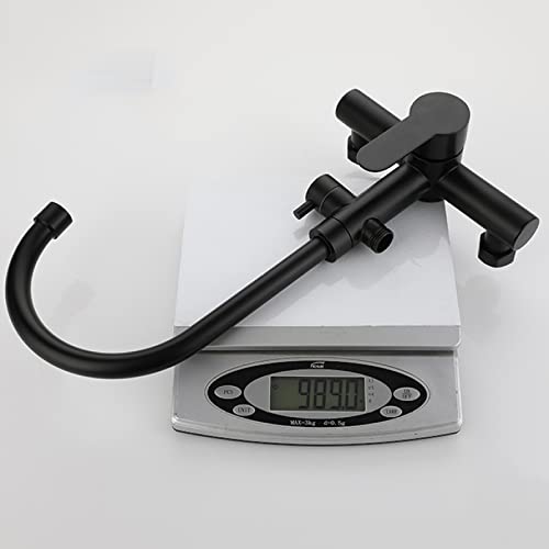 Grifos de fregadero cocina pared acero inoxidable monomando negro rociador 5