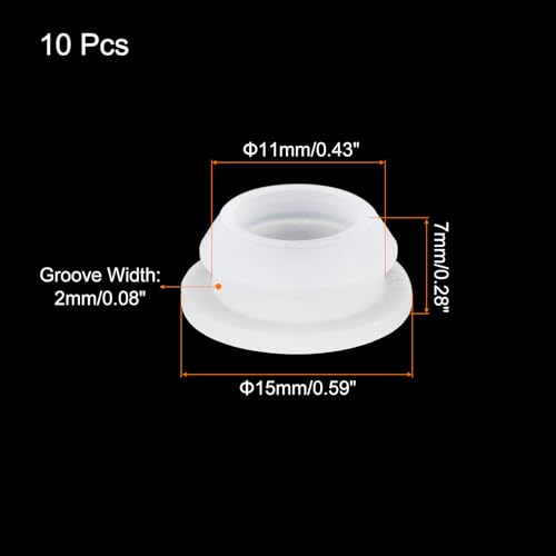 Image of MECCANIXITY 10pcs Silicone Snap in Locking Hole Plugs,11mm /0.4 Inch Mounting Diameter Narrow Groove Width 2mm Panel Seal Cover Round for Kitchen Bulkheads Waterproof Sealing Plugs Clear