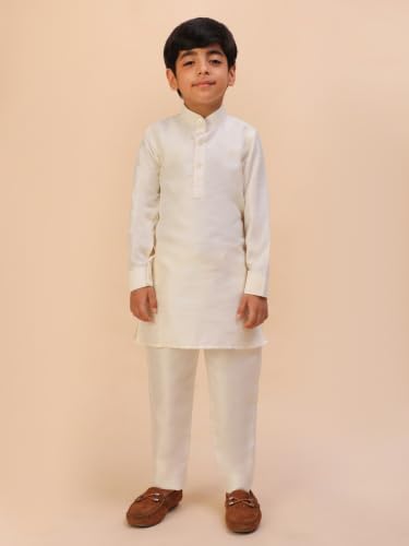 Image of Pro-Ethic Style Developer Kids Kurta Set For Boys With Waist Coat, Ethnic Wear for Diwali, Eid, Raksha Bandhan, Jacquard, Floral Print (Pack of 1)