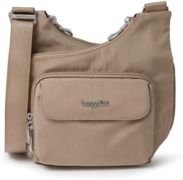 Bandolera Baggallini Broadway Para Mujer | Nailon Resistente Al Agua | Con Bloqueo RFID Y Múltiples Bolsillos | Color Camuflaje Gris