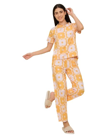 Women’s Cotton Lycra Pajama Set with Top & Pants|| Korean Night Suit|| Lightweight Printed Set || Soft & Comfy Sleepwear for Girls & Women-picture-51