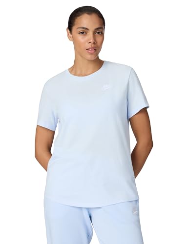 Nike Women's Sportswear Club Essentials T-Shirt, Celestine Blue/White, Small