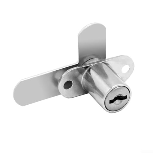 Niceminiwall 16/19mm Zinc Alloy Double Door Cabinet Lock with 7-Shaped Key for Filing Cabinets, Mailboxes and Metal Furniture, Black or Silver(16mm Silver)