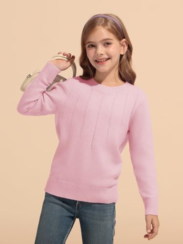 Haloumoning Girls Sweaters Kids Crewneck Long Sleeve Pleated Knit Pullover Sweater Fall Fashion Clothes 5-14 Years3