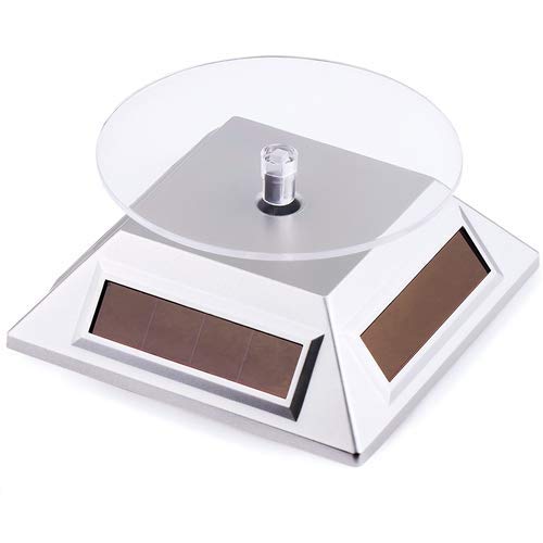 Solar Powered Rotating Jewellery Ring Bracelet Mobile Phone Watch Display Stand (Silver)-picture-34