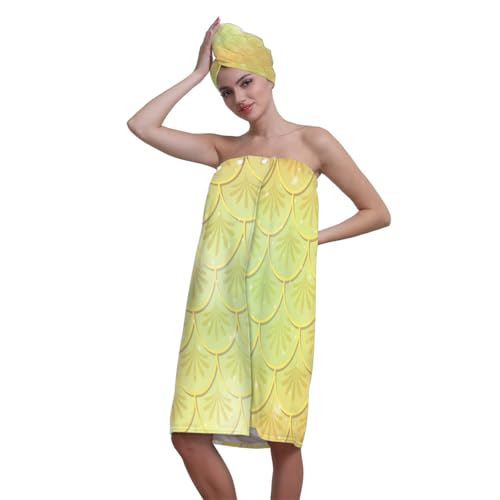 Surwin Falda Escocesa para Sauna Mujer con Toalla Pelo, Albornoz Ducha Mujer con Toalla Pelo Microfibra Suave y Absorbente Falda de Baño Usable para Sauna SPA Ducha (Degradado 11)