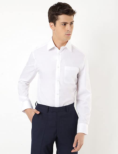Image of Marks & Spencer Pack of 2 Poly Mix Spread Collar Shirt