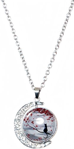 DEQIYIJI Cat Gifts Cute Black Cat Moon Pendant Necklace Jewelry For Women Cat Lovers Stuff2