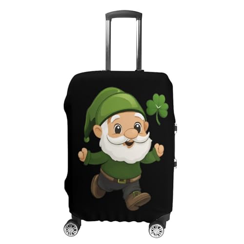 Gnome Patrick's Day Lucky Shamrock Travel Luggage Cover for Suitcase 19-32 Inches Elastic Washable Baggage Protector