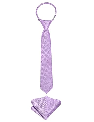 Image of Hi-Tie Boys Tie Pre-Tied Pocket Square Set Adjustable Kids Neckties Age 7-11 Years School UniForm Graduation