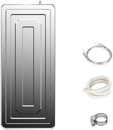 Stainless Steel Condensate Drain Pan for AC & Heat Pumps - Universal Water Collection Tray with Drain Kit, Indoor/Outdoor Use (33x15x1 in, 85x39x3 cm)