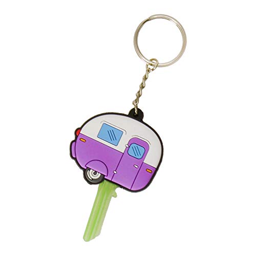 Preisvergleich Produktbild trendaffe Wohnwagen Schlüsselkappe in lila - Schlüsselüberzug Schlüsselüberzieher Schlüsselhülle