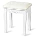 Giantex Vanity Stool Makeup Bench Dressing Stools Retro Wave Foot Floor Pad for Scratch Solid Pine Wood Legs Thick Padded Cushioned Chair Piano Seat Bathroom Bedroom Large Vanity Benches, White
