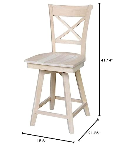 International Concepts Charlotte Stool with Swivel Seat - Unfinished - Thumbnail 2