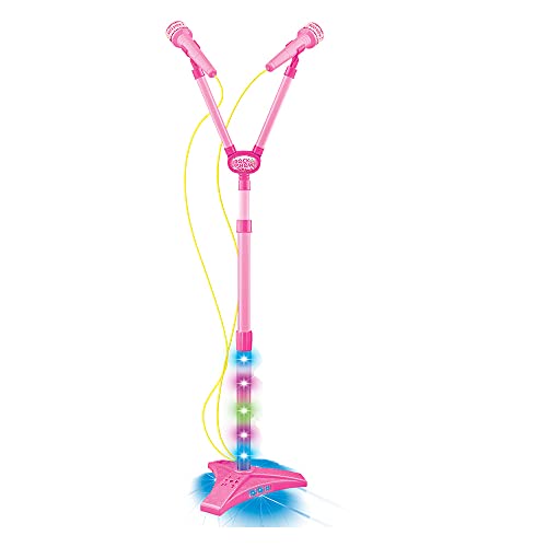 Microfone Duplo, Dm Toys, Pedestal, Rosa