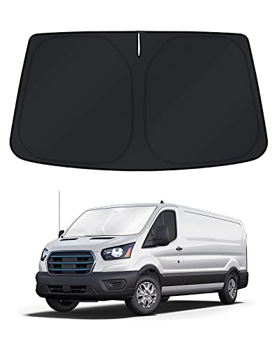 Image of KUST Windshield Sun Shade for Ford E-Transit 2022 2023 2024 2025 2026 Window Accessories Sunshade Foldable Blocks UV Rays Keep Cars Cooler