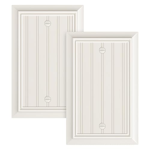 2-Pack Classic Beadboard Natural Bamboo Fiber Single Blank Wall Plate