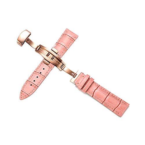 Bracelet montre en cuir 17mm MXBAOHENG boucle papillon or rose montre
