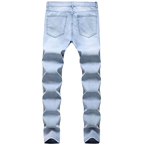 Skinny Stretch Jeans for Men Casual Regular Fit Straight Leg Denim Pants Classic Distressed Vintage Jean Trousers2
