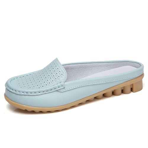 Loafers for Women Summer Slip On Shoes for Women Casual Flats in White and Blue Comfortable Spring Footwear