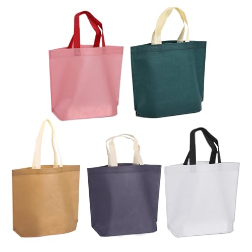 Genérico Paquete De 5 Bolsas Reutilizables Con Asas, Bolsa De Compras De Gran Capacidad, Bolsas De Tela No Tejida Para El Mercado, La Escuela, La Cocina, La Playa, El Aire Libre