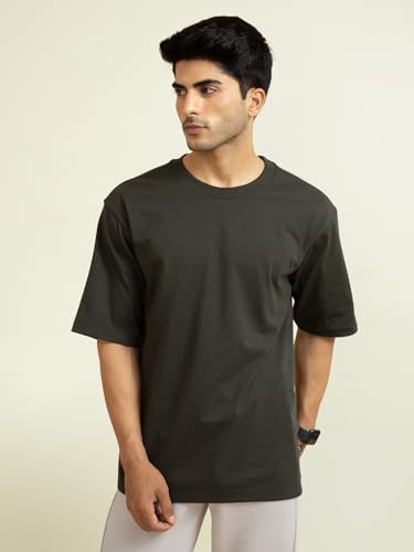 Image of DAMENSCH Statement Solid Oversized T Shirt for Men, Heavyweight, Anti-Pilling, Stylish, Relaxed Fit T Shirt for Men Cotton