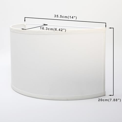 Image of Yosoan 2-Light White Lamp Semicircle Fabric Shades, Double Fabric Lampshade Indoor Wall Mount 2 Bulbs for Wall Sconce Lamp Replacement for Stairwell Bedside Hallway Home Decor(White)