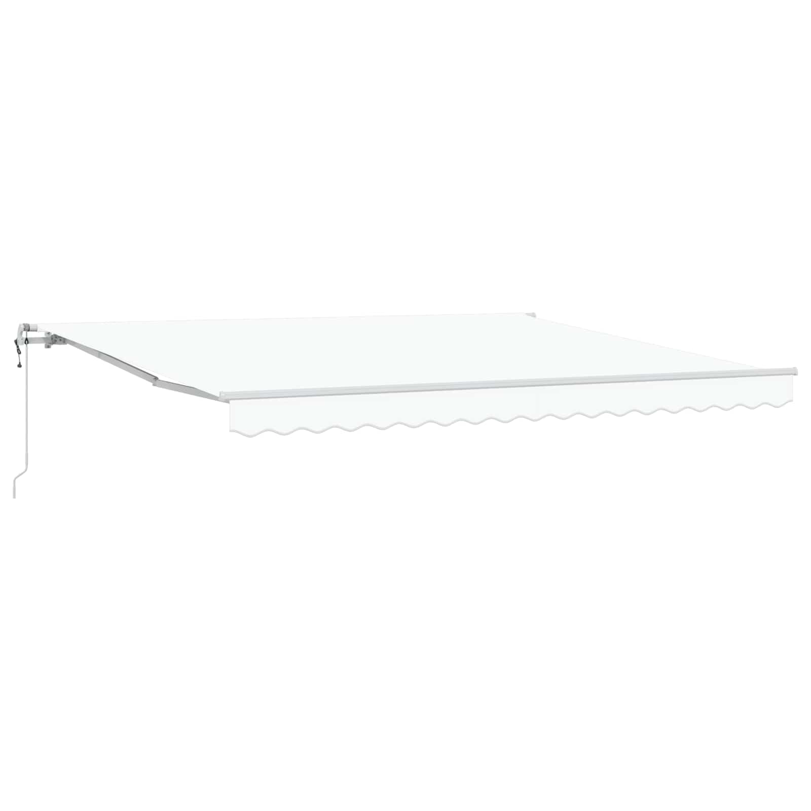Tenda da sole allungabile elettrica bianca, 400 x 300 cm, tenda da sole motorizzata con manovella manuale, poliestere idrorepellente con rivestimento in PU, acciaio verniciato a polvere