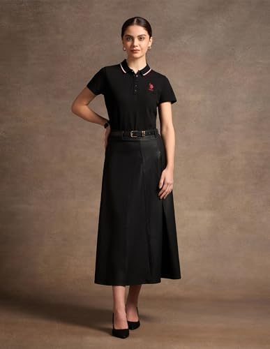 Image of U.S. Polo ASSN. Women Cotton Solid Regular Fit Polo Shirt