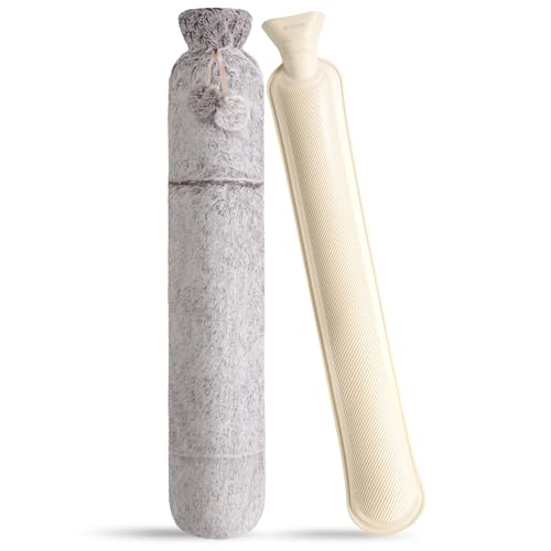 Wärmflasche Lang 2,2L mit Weichem Bezug, 75cm Hot Water Bottle Bettflasche Schlauch-Wärmflasche zu Hitze auch Kühlen für Nacken, Schulter,...