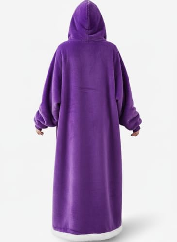 Nvatorfox 5FT Oversized Wearable Blanket Hoodie Flannel Sherpa Fleece Warm Cozy Christmas Wrap Throw Gifts for Adult (Purple) - image 5