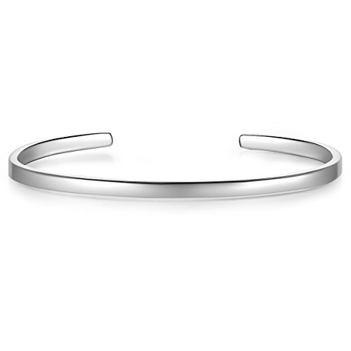Glanzstücke München Damen-Armreif Sterling Silber rhodiniert 14 cm flexibel einstellbar zu gravieren - Bangle in Silberfarben/Silber-Armband für Gravur
